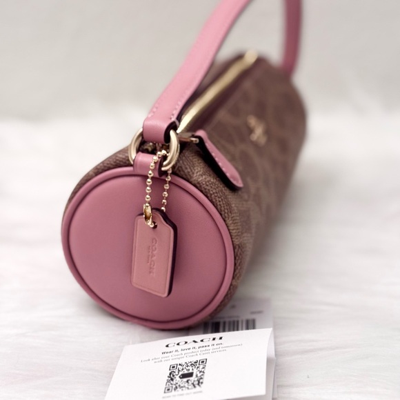 Coach Nolita Barrel Bag In Colorblock Signature Canvas CY040 in Pink petal NWT - Picture 6 of 11